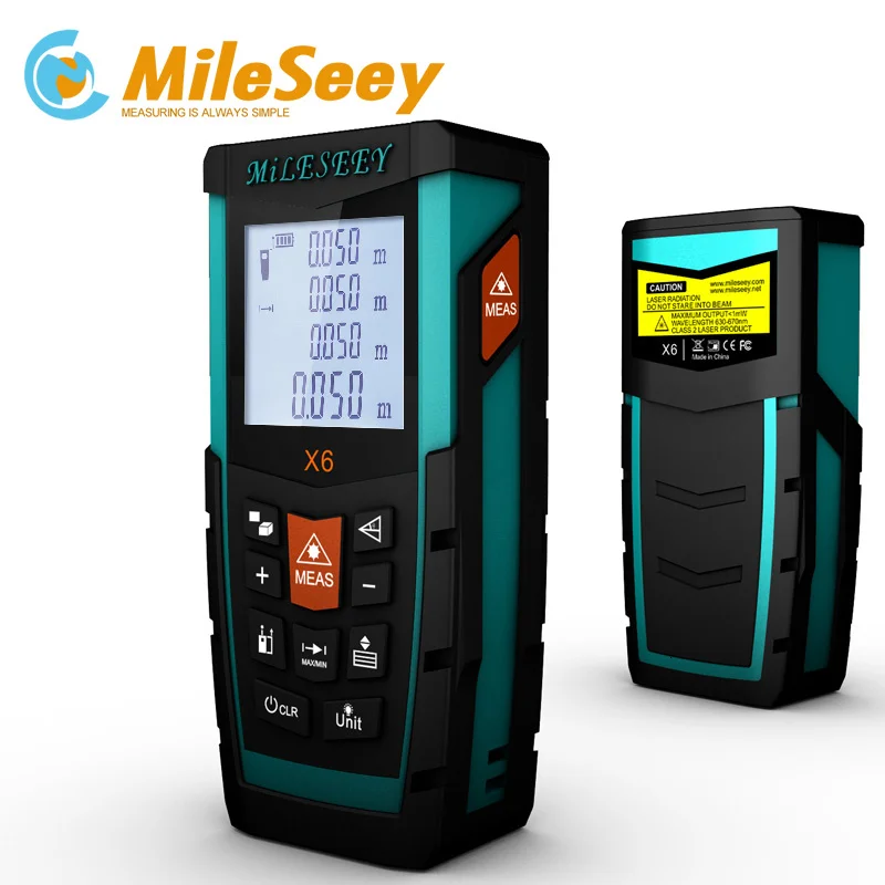 

Mileseey X6 Waterproof Laser Measure Distance Meter 70M Building Construction Laser Measuring Tool Blue
