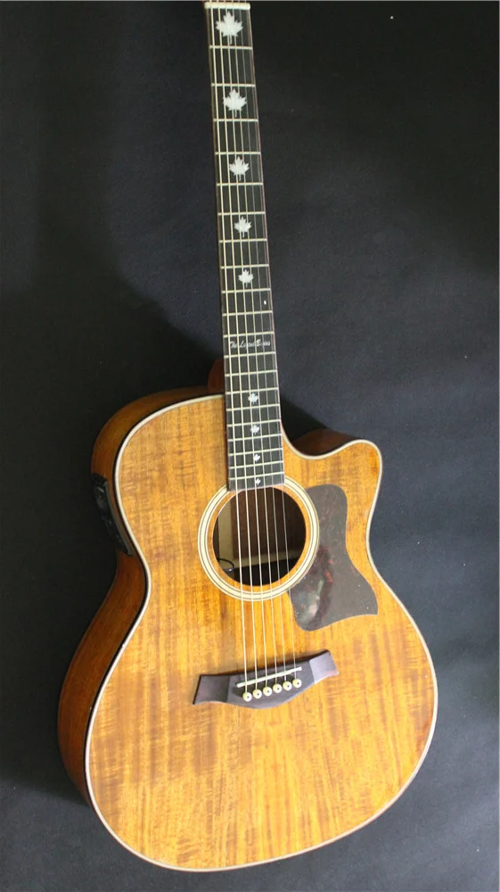 

free shipping 6-string Acoustic/Electric Guitar grand GA body koa wood custom OEM guitar