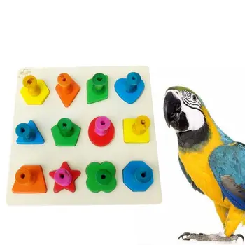 

Parrot Interactive Training Toys Wooden Block Bird Educational Puzzle Chew Bite Toy for Budgies Parakeet Cockatiel Bird Supplies