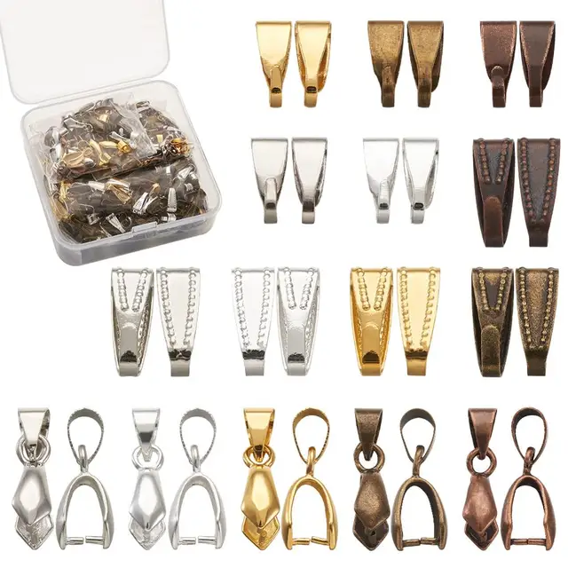 pandahall 1box Brass Ice Pick Pinch Bails Necklace Pendant Clip Hook Connector for Jewelry Making DIY Accessories Findings 480pcs