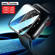 

Tempered Glass For Apple Watch band 41mm 45mm 42/38mm 3D Film Screen Protector Accessories iwatch Series 7 6 5 4 3 Se 40mm 44mm