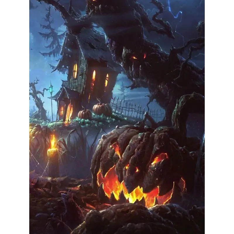 5D DIY Алмазная картина крест на Хэллоуин вышивка осень ведьма Тыква рукоделие домашний декор Полный Стразы Алмазная вышивка - Цвет: ZS402
