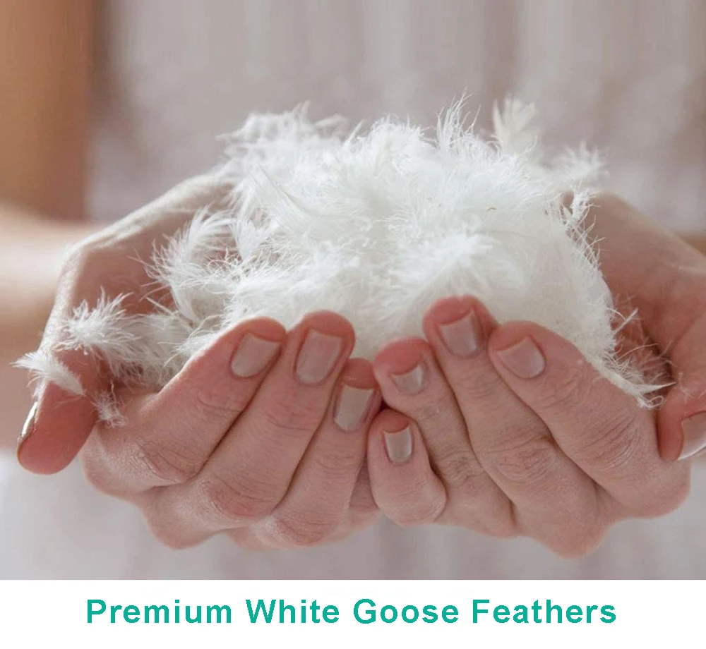 Peter Khanun Bed Pillows Goose Feather Down Filling Pillows for Sleeping Neck Protection Down-Proof 100% Cotton Shell P02