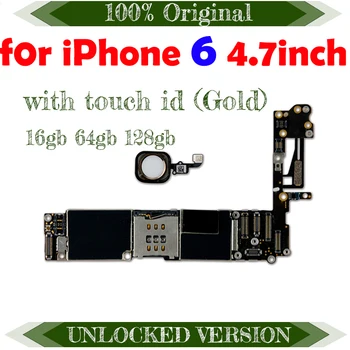 

100% Original Motherboard for iphone 6 unlocked Logic boards With / without fringerprint iOS Clean iCloud for iphone 6 Mainboard