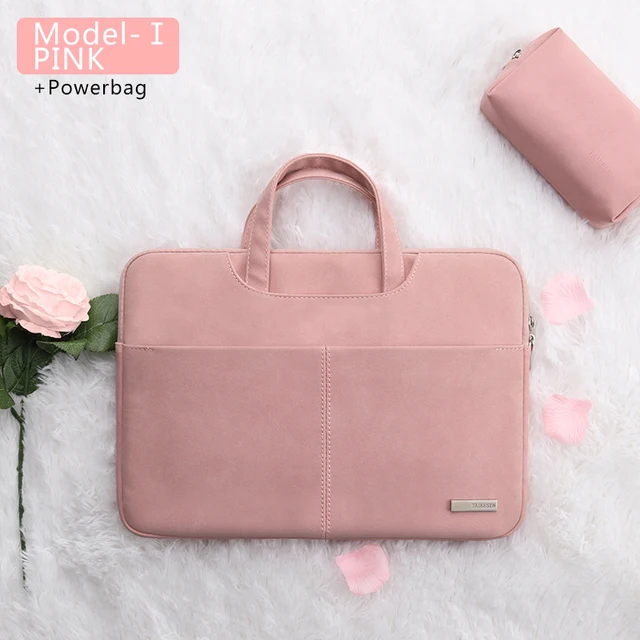 Laptop Bag 13.3 15.6 14 inch Waterproof Notebook Bag Sleeve For Macbook Case M1 Air Pro 13 15 Huawei Shoulder Handbag Briefcase PINK 1 SETS