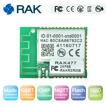 

Wireless IoT Module RAK477 Low Power Tiny Size UART Serial to WIFI Industrial Module Tcp Ip MQTT Save 5 SSID AP STA Mode Q111
