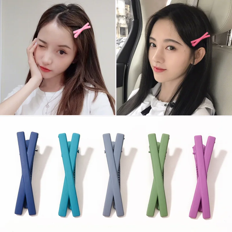 

South Korea CHILDREN'S Hair Accessories Girls Broken Barrettes Headband Candy-Colored Cross Dull Polish Barrettes Baby Adult Ban