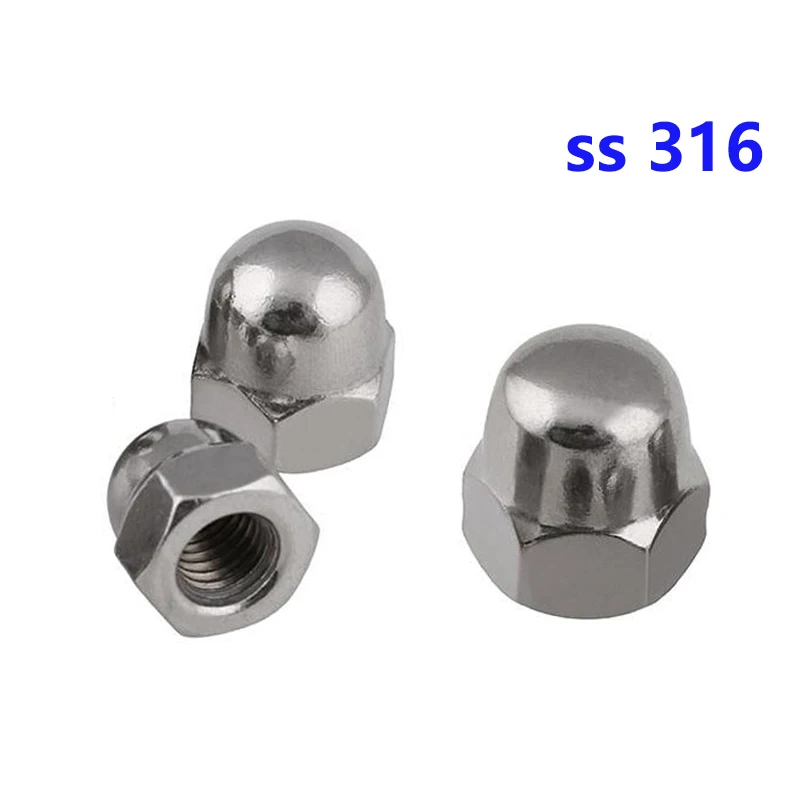 Wkooa Stainless Steel 316 Acorn Nuts Hex Domed Cap Decorative Nuts M3 M4 M5 M6 M8 M10 M12 M14 M16 M18 M20