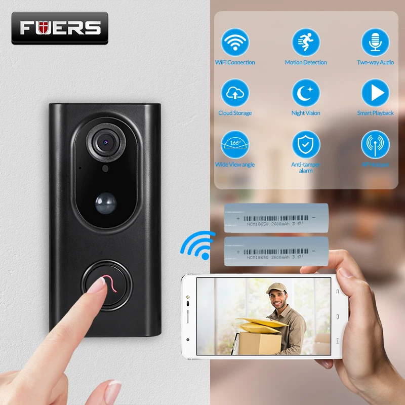 FUERS L16 видео DoorbeIl Intercome умный беспроводной WIFI дверной звонок визуальная запись