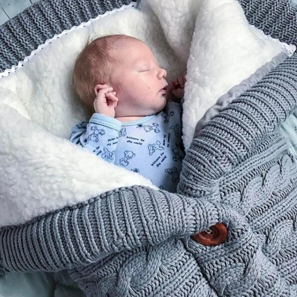 Детское одеяло Herbabe, зимний теплый спальный мешок, Хлопковое трикотажное одеяло для новорожденных s, Детская накидка, аксессуары для коляски, спальный мешок