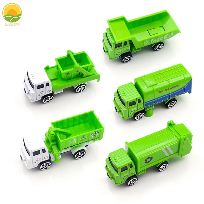 

5Pcs Metal Sanitation Car Kid 1:64 Vehicle Diecast Inertia Car Model Simulation Mini Truck Children Game Educational Toy For Boy