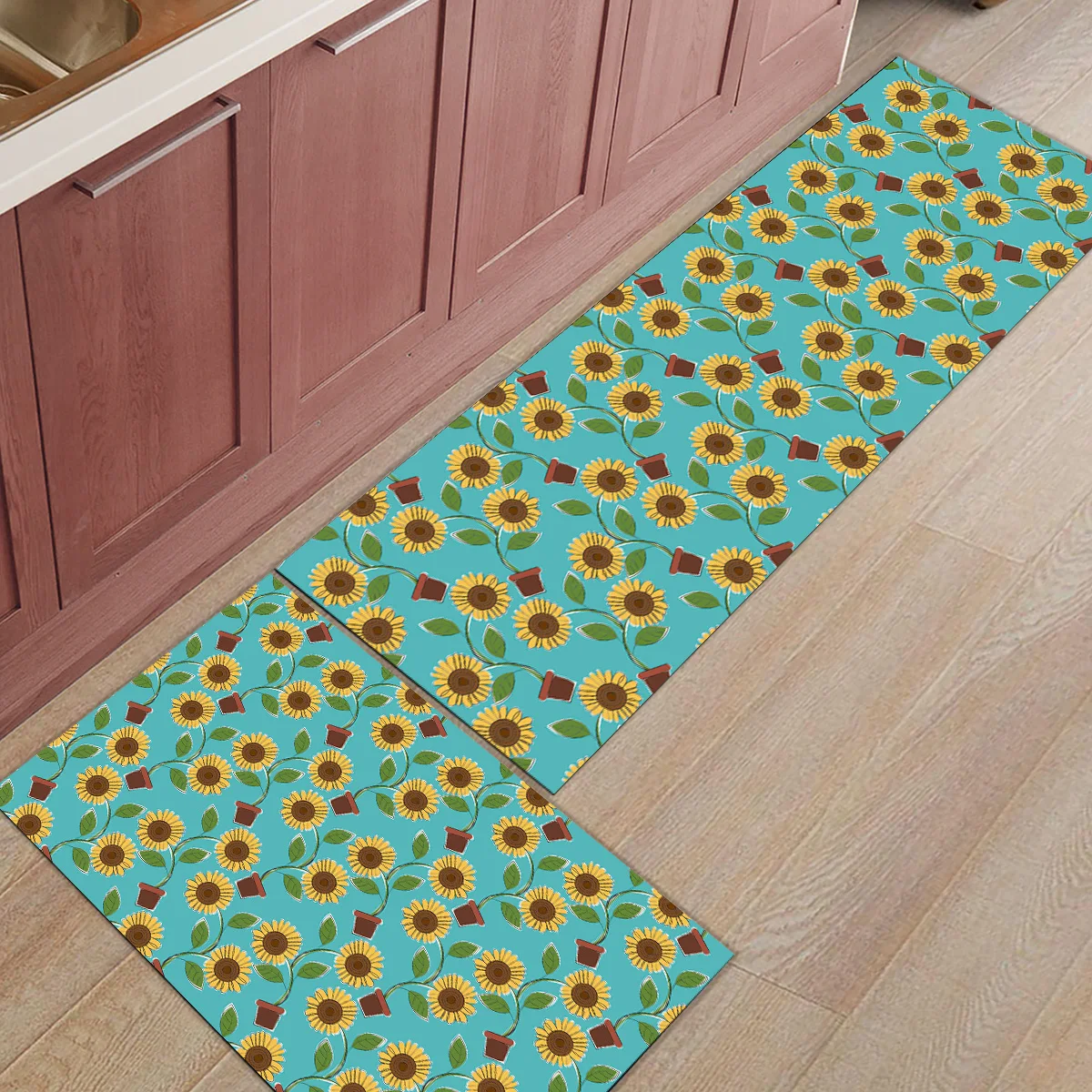 Мультяшный Цветочный Подсолнух 2 шт Коврик для кухни аксессуары для ванной комнаты Набор грязи мусор Траппер сапог скребок для обуви