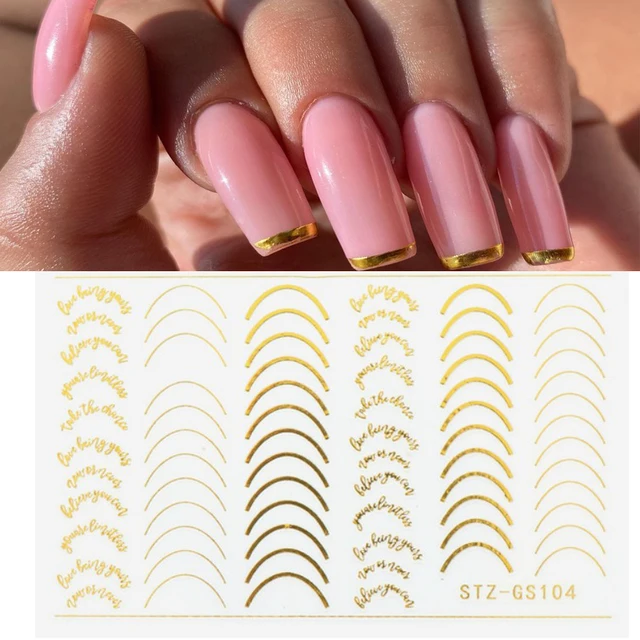 3D Lines Nail Stickers DIY Rose Gold Metal Stripe Lines Letters Decals Curve Nail Art Sliders Self Adhesive Decorations Manicure 02