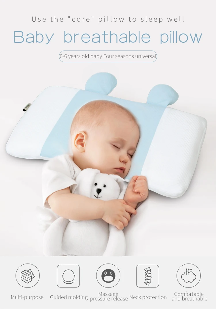 Детская подушка из пены с эффектом памяти, предотвращающая появление плоской головы, детские подушки для новорожденных, детские подушки с мультипликационным принтом, дышащие подушки для малышей