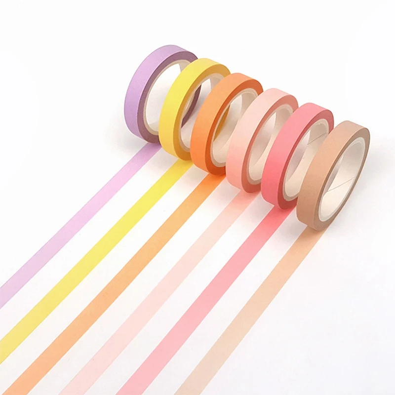 

1Pc 12 Color Soft Paper Washi Tape 8mm*8m Pure Masking Tapes Decorative Stickers DIY Stationery School Supplies