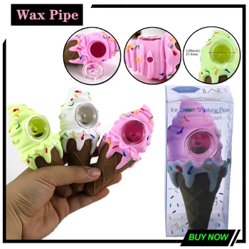 

Tobacco Pipe Silicone Smoking Dry Herb Wax Pipe Unbreakable Icecream Shape Dry Herb Pipe vape