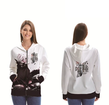 

Anime Tokyo Ghoul Kaneki Ken Zipper Hoodies Women's Cartoon Print Casual Sweatshirts Girls Cosplay Hooded Jacket Coat Clothing