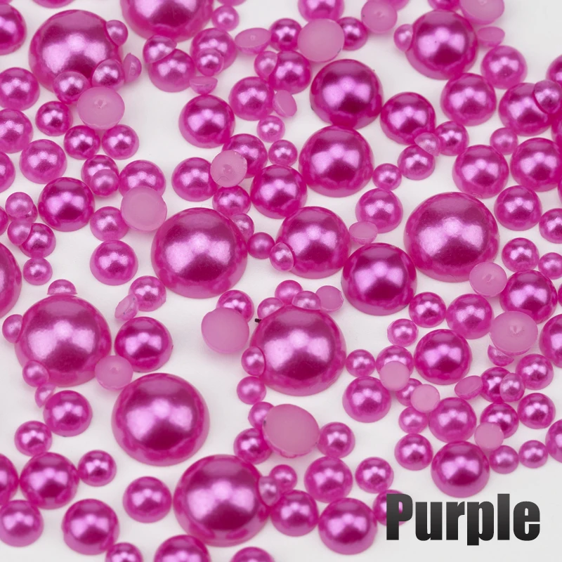 Multicolor Half Round Flatback Imitation Pearls for DIY Crafts and Nail Art