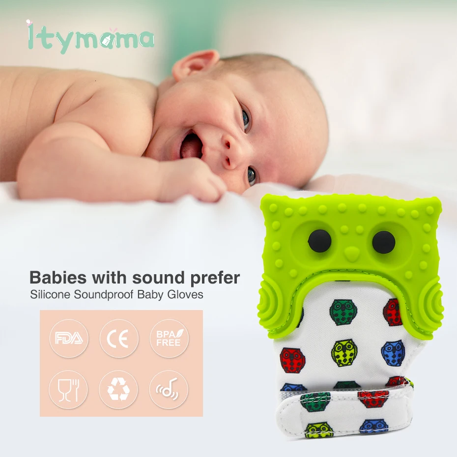Itymama Детские Силиконовые варежки, Прорезыватель для зубов, перчатка, звук, Прорезыватель для зубов для новорожденных, жевательные варежки для кормления, прорезыватель, натуральные игрушки-"пальцы"