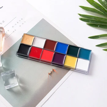 

12 Colors Body Painting Play Clown Face Body Art Painting Oil Painting Tattoo Halloween Party Makeup Cosmetic Bodypainting