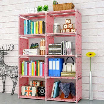

Creative Modern Nonwoven Simple Bookshelf Floor Easy Moving DIY Home Decoration Dorm Shelf Bookcase Kids Book Storage Organizer