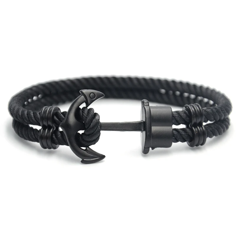 

Men Anchor Bracelet PHREP Made of Leather in Black und Anchor in IP Black