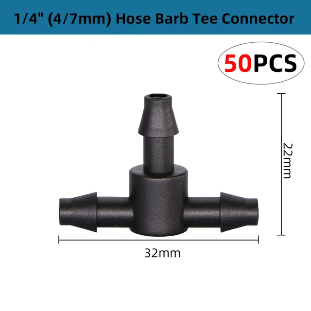 50200PCS 1/4'' Hose End Plug 4/7mm Watering Connectors Micro Tubing