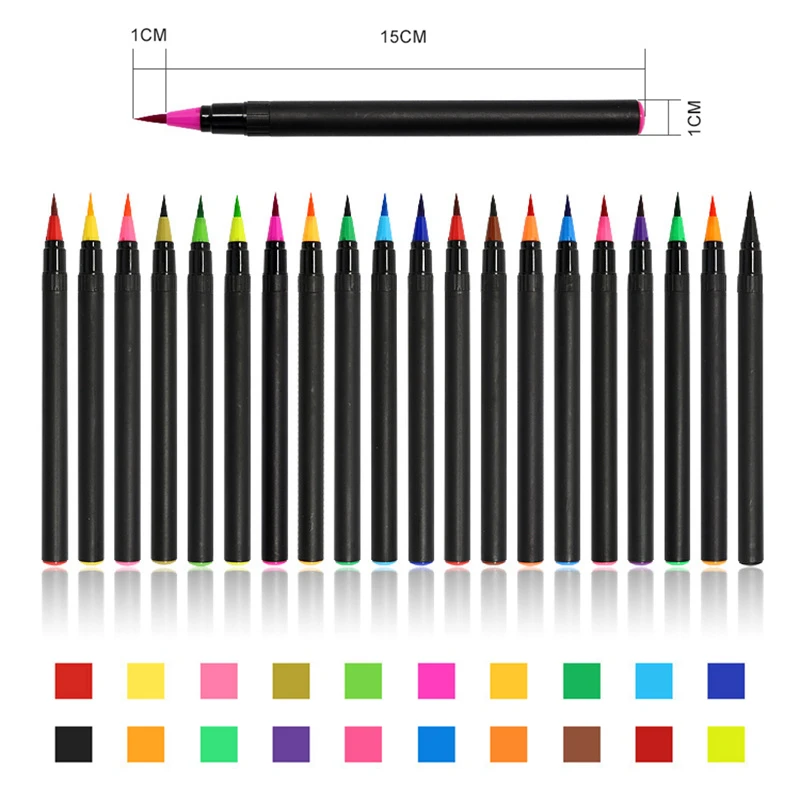 Kaufen YDNZC 1Set 20 Farben Aquarell Stift Student Malerei Weichen Pinsel Schreiben Marker Schule Kreative Malerei Großen Kunst Liefert