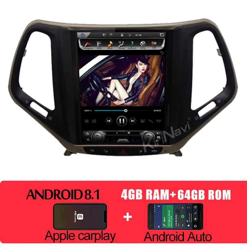 KiriNavi вертикальный экран Tesla стиль 10," Автомагнитола для Jeep Cherokee Android 8,1 gps навигация Мультимедийная система - Цвет: android car radio