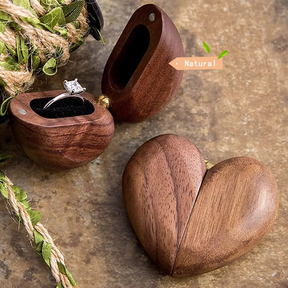 

В форме сердца деревянная коробочка для кольца, подносителя колец, подарочная упаковка, рустикальная Свадьба Пользовательские ваши имена и даты гравировка по дереву обручальное кольцо коробка