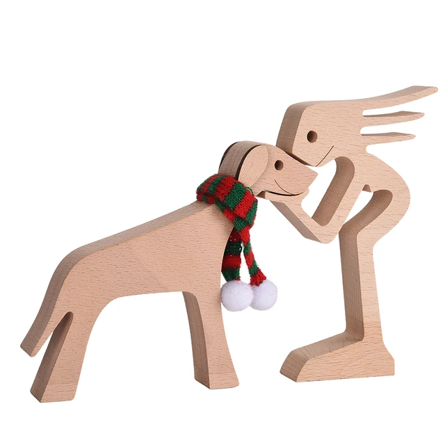 Pet Decorations Craft Wooden Dog Cat Doll Ornaments Carved Model Home Office Ornaments Creative Love Pets Dropshipping M09