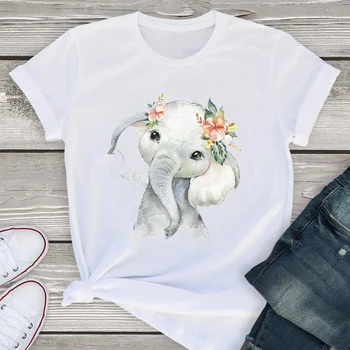 

Women Graphic Short Sleeve Cartoon Flower Animal Fashion Summer Lady Womens Clothing Tops T-Shirt Shirt Tees Female T Shirt