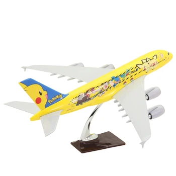 

45cm 47cm Aircraft Model Airbus A380 Boeing 747 ANA All Nippon Airways Pikachu Painted Passenger Aircraft Model Decoration
