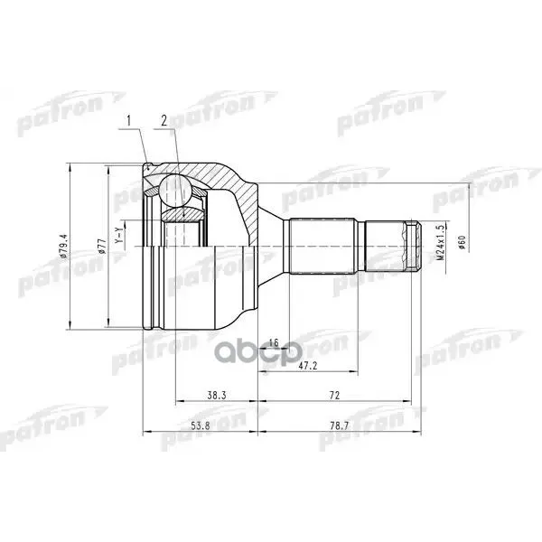 Шрус Наружн К-Кт 25x60x22 Citroen: C4 04-, Peugeot: 207 06-, 307 00- PATRON арт. PCV1456