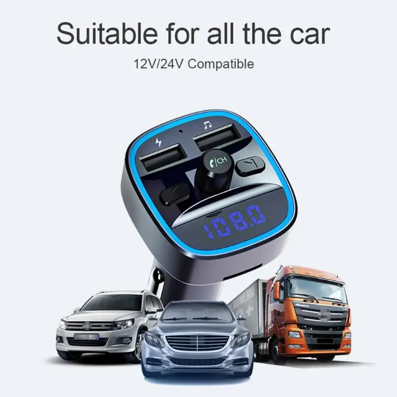 T25 Многофункциональный Bluetooth fm-передатчик двойной USB зарядное устройство MP3-плеер автомобильный комплект компактный и портативный удобный для переноски