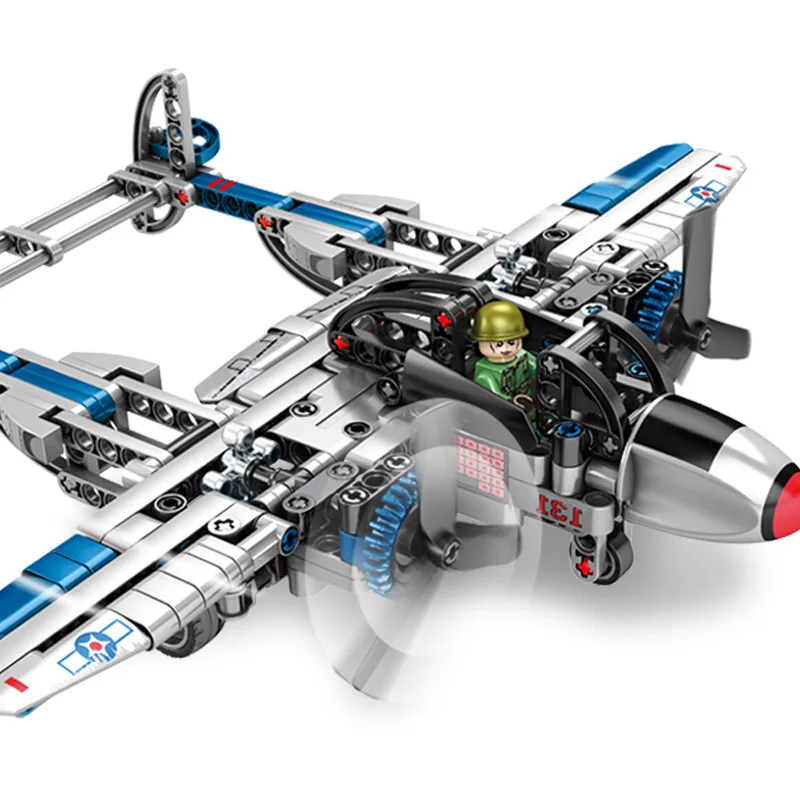 

Building Blocks WW2 Fighter Building Block aircraft Military Technic Bricks Construction Toy for children gift