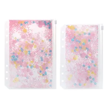 

Pink Sequins Storage Zipper Bag Case A5 A6 Divider Planner Accessories Shake Card For Spiral Notebook School Supplies