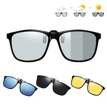 Солнцезащитные очки-авиаторы поляризационные для мужчин и женщин, флип-очки с клипсой и фотохромными линзами UV400, для вождения, с ночным видением и сменой цвета Солнцезащитные очки-авиаторы поляризационные для мужчин и женщин, флип-очки с клипсой и фотохромными линзами UV400, для вождения, с ночным видением и сменой цвета