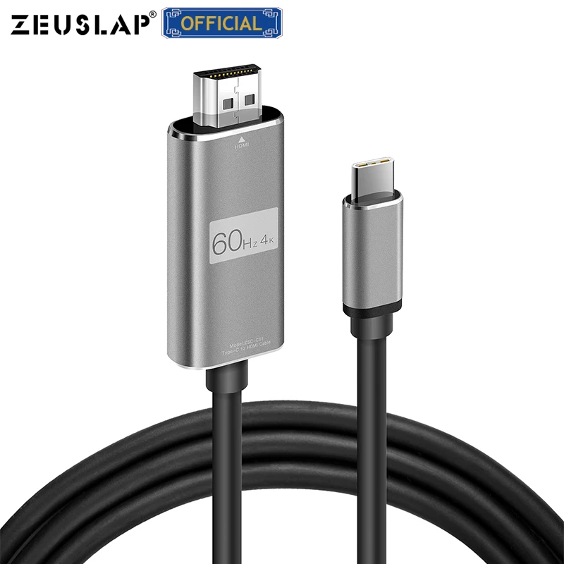 Кабель-адаптер ZEUSLAP 1 8 м USB C к HDMI 4K Тип Thunderbolt 3 для MacBook pro 2018 Samsung galaxy S9 Huawei P30 |