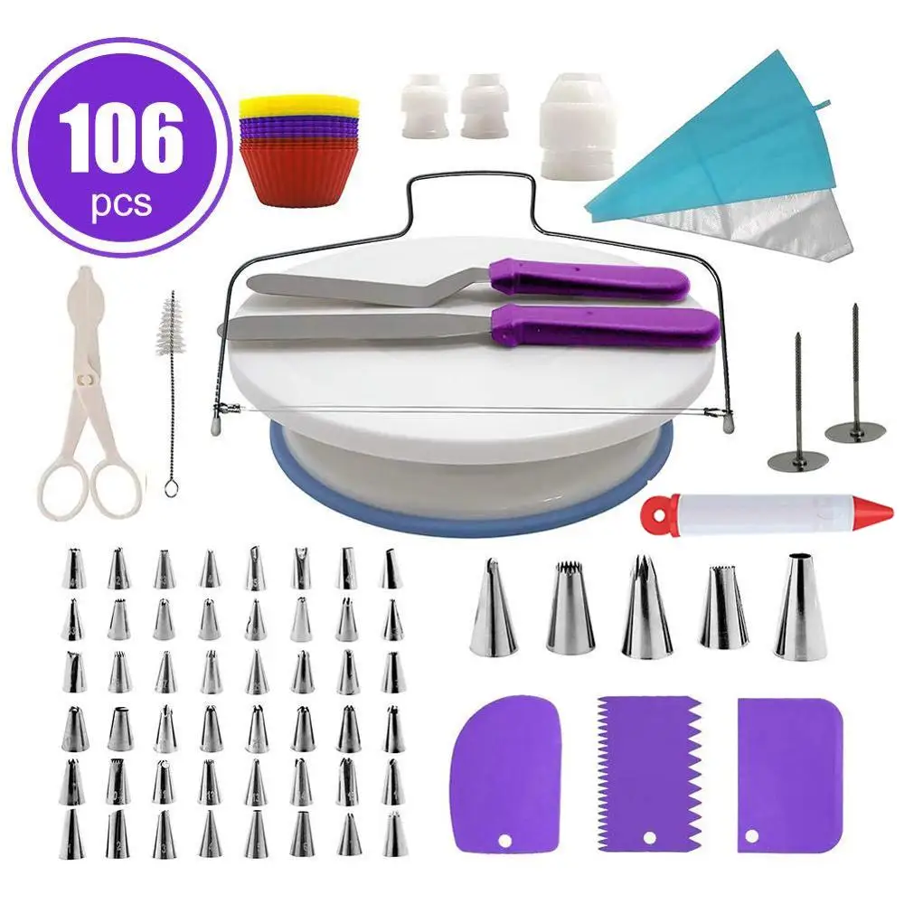  106Pcs Baking Set Cake Stand Pastry Nozzles Set Cake Decorating Tools Bakeware Baking Tools For Cak