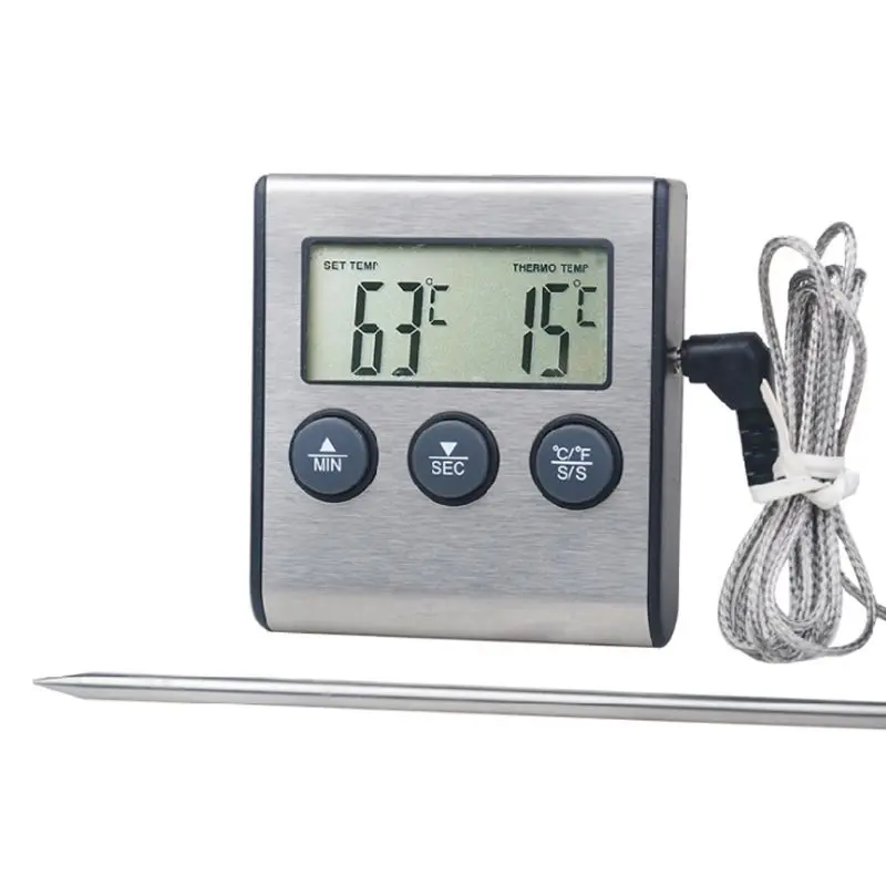 Цифровой Кухонный Термометр с жидкокристаллическим дисплеем Длинный зонд сигнализация для гриля печи еды