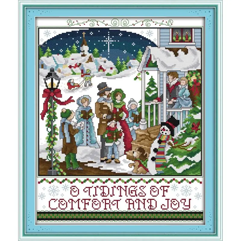 Joy Sunday Christmas carol Набор для вышивки крестиком 14CT DMC DIY Вышивка напечатанный холст