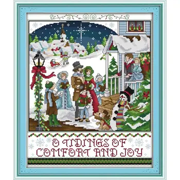 

Joy Sunday Christmas carol Cross Stitch kit 14CT DMC DIY Cross Stitch Printed Canvas Needlework Set Christmas Home decoration
