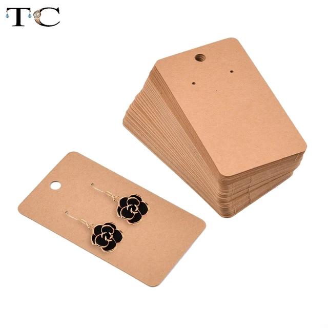 Various Paper Cardboard for Stud Earrings Displays Cards Handmade Kraft  Paper Card Fashion Jewelry Packaging Cards 50Sets - AliExpress