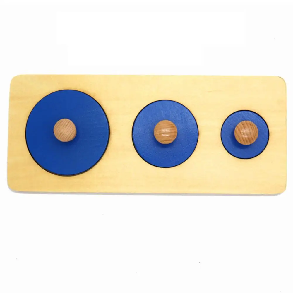 Tablero de madera de 3 círculos para bebé, rompecabezas educativo para niños de preescolar, juguete