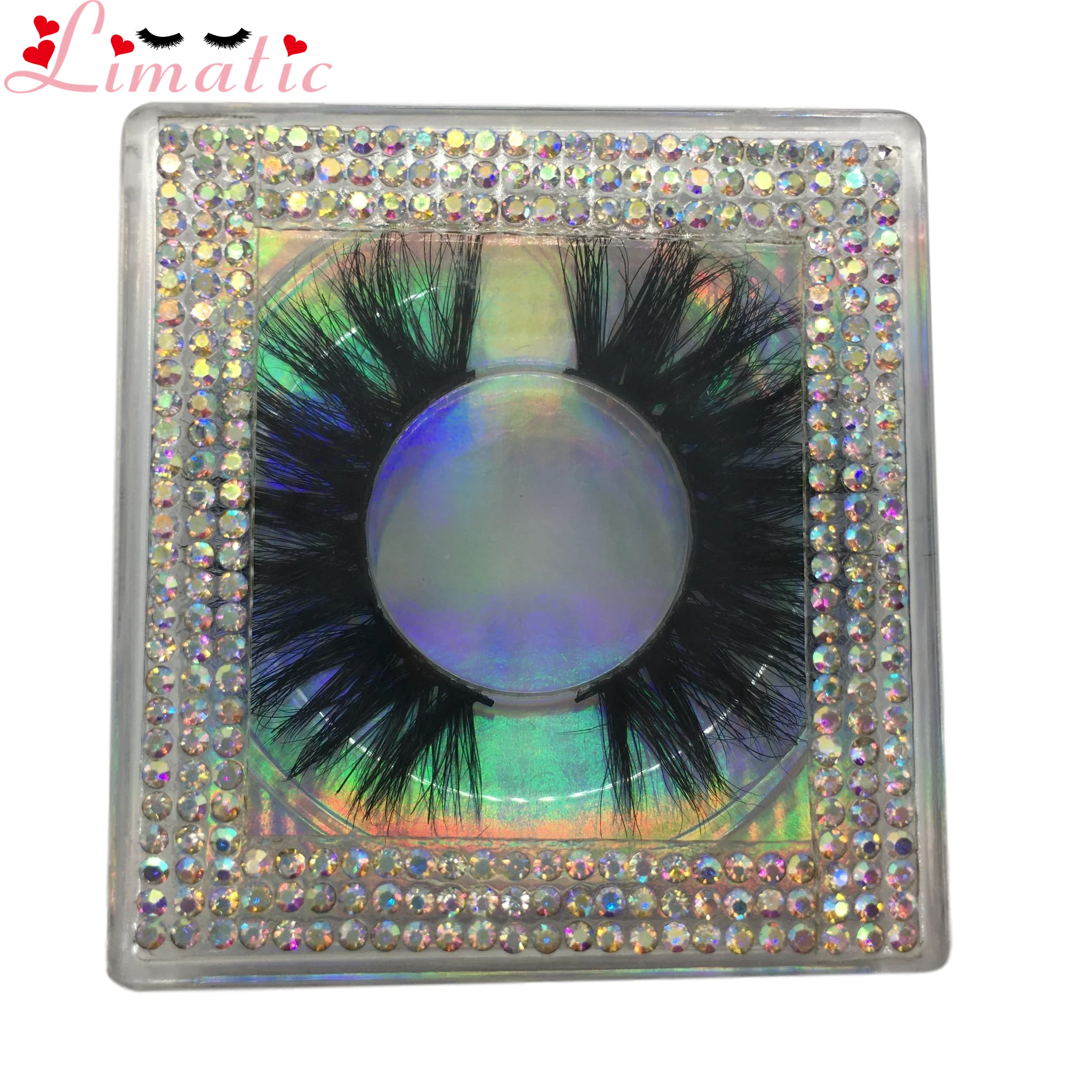 

5D Mink Eyelashes Rinestone Diamond Box False Natural Crisscross Eyelashes Wholesale Makeup Tools Customized