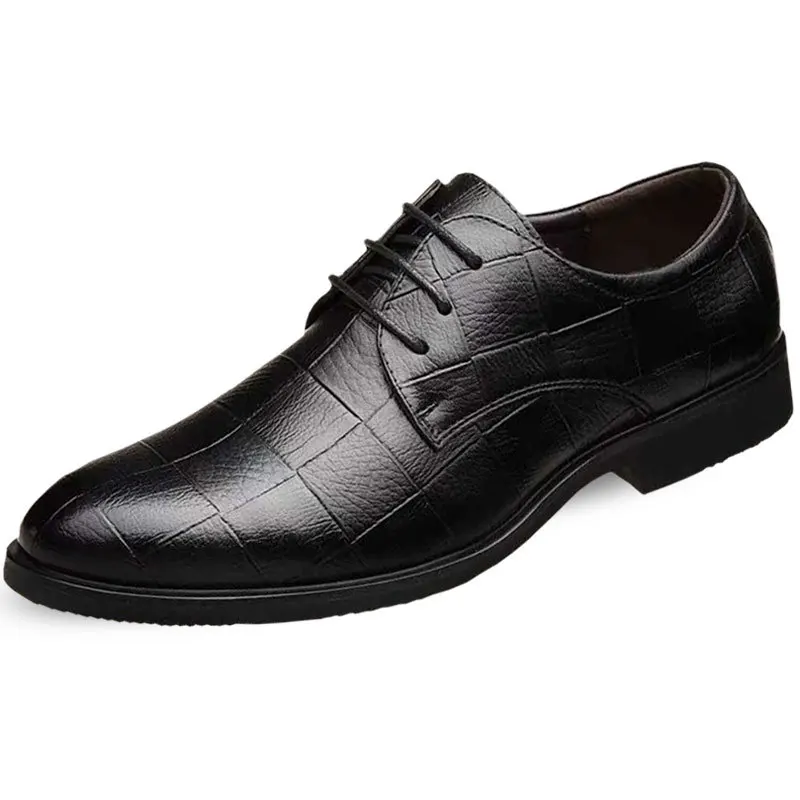 Wedding Dress Shoes Men Leather Casual Breathable Oxford with Heel Business Social Shoe Male Chaussure Homme_vogvips.com