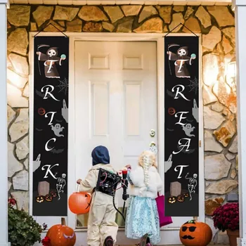 

Halloween Ghost Festival Door Banner Porch Sign for Home Hanging Trick or Treat Banner Couplet Hot Sale
