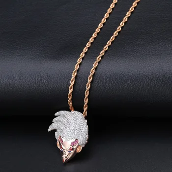 

Hip Hop Micro Paved AAA+ Cubic Zirconia Iced Out Bling Dragon Cartoon Ball Supper Baby Pendants Necklace for Men Rapper Jewelry