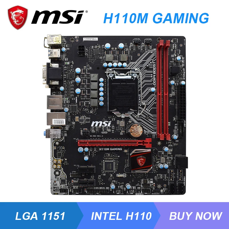 H110M игровая материнская плата для MSI LGA1151 Intel H110 игровой ПК DDR4 ОЗУ двухканальная Б/у